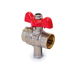 Кран латунный шаровой для подключения датчика температуры, ручка-бабочка, ВР/ВР для систем водоснабжения PRO AQUA
