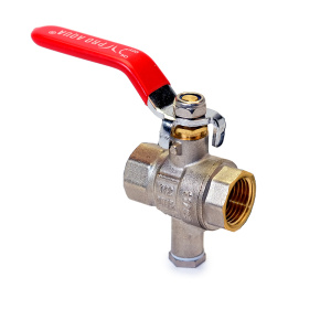 Кран шаровой латунный для подключения датчика температуры, ручка-рычаг, В-В