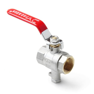 Кран шаровой латунный для подключения датчика температуры, ручка-рычаг, В-В