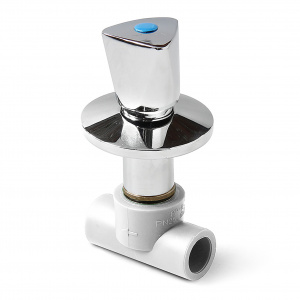 PP-R Клапан (вентиль) трилистник с хромированной рукояткой Белый