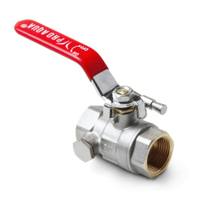 Кран шаровой латунный с дренажом и воздухоотводчиком, ручка-рычаг, В-В