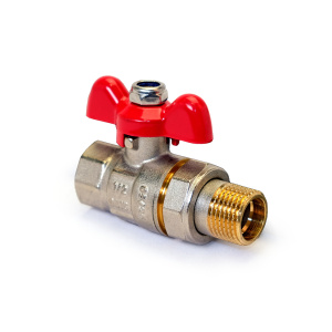 Кран латунный шаровой со сгоном, ручка-бабочка, НР/ВР для систем водоснабжения PRO AQUA