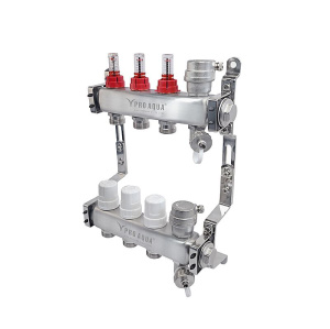 PRO AQUA Коллекторный блок с расходомерами и автоматическими воздухоотводчиками