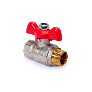 Кран шаровой латунный, ручка-бабочка, Н-В