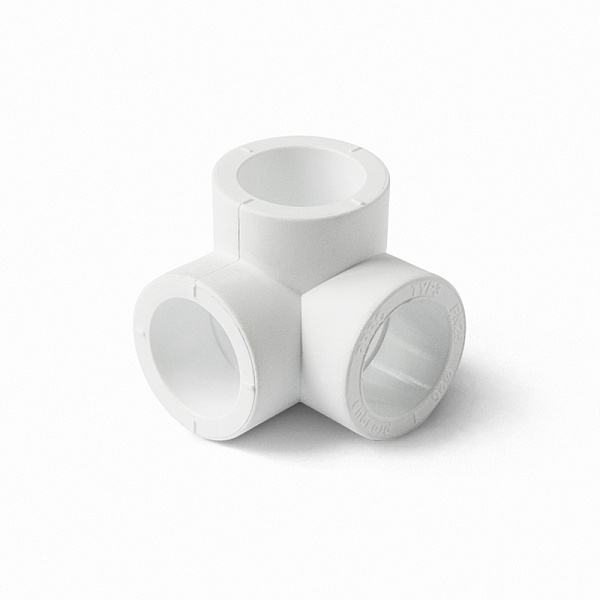 PP-R Тройник двухплоскостной Белый