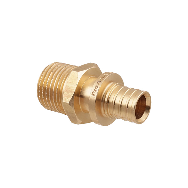 Муфта аксиальная латунная PRO AQUA с наружной резьбой PRO AQUA – фото, характеристики, цена. Фото 1 Муфта аксиальная латунная PRO AQUA с наружной резьбой для систем водоснабжения PRO AQUA. Фото 1