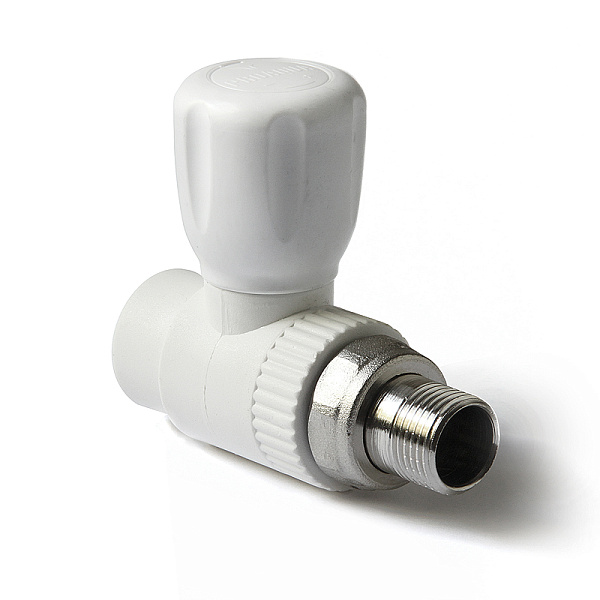 PP-R Шаровой кран для радиатора прямой Белый