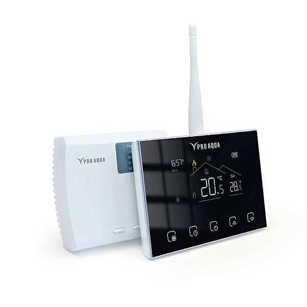 PRO AQUA Комнатный беспроводной термостат WIFI PRO AQUA – фото, характеристики, цена PRO AQUA Комнатный беспроводной термостат WIFI для систем водоснабжения PRO AQUA