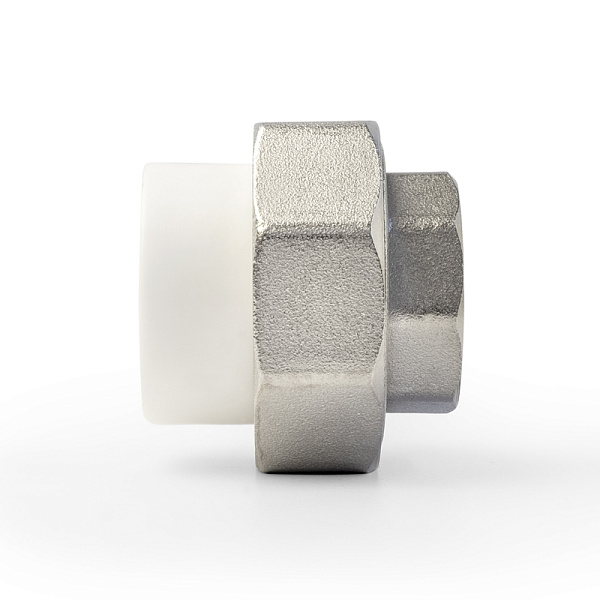 PP-R Муфта комбинированная разъемная (американка) УСИЛЕННАЯ ВР Белая