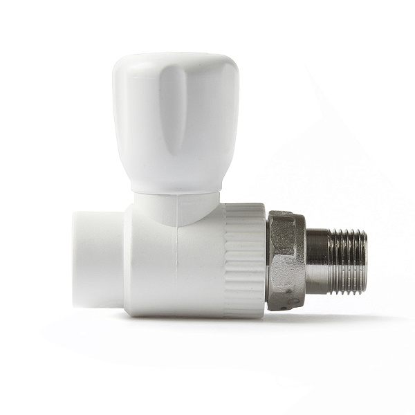 PP-R Шаровой кран для радиатора прямой Белый
