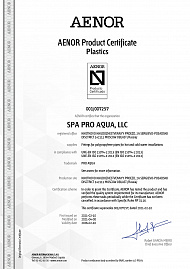Сертификат AENOR (Asociación Española de Normalización y Certificación) на полипропиленовые фитинги PRO AQUA на английском языке