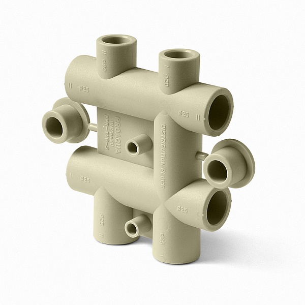 PP-R Распределительный блок для систем водоснабжения Белый