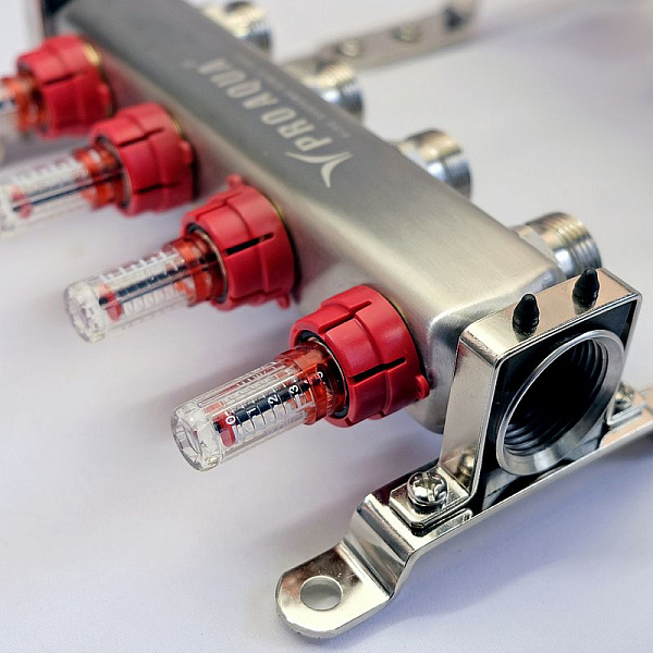 PRO AQUA Коллекторный блок с расходомерами без воздухоотводчика и слива