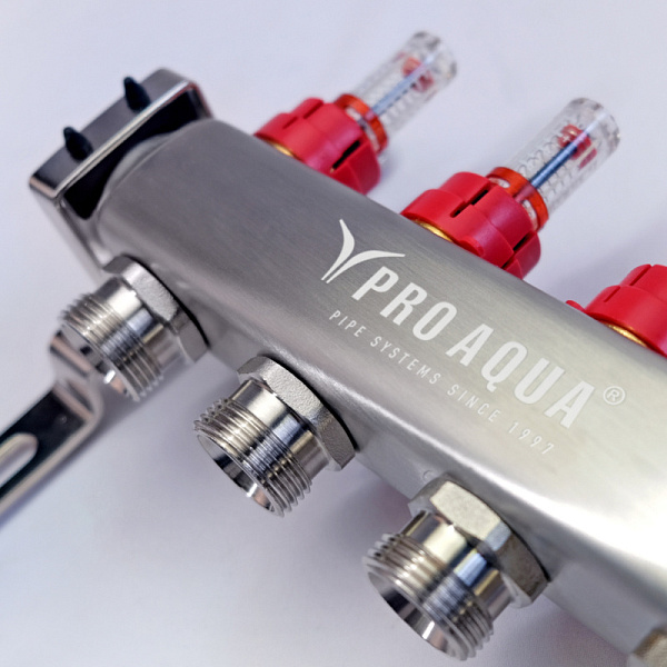 PRO AQUA Коллекторный блок с расходомерами и автоматическими воздухоотводчиками