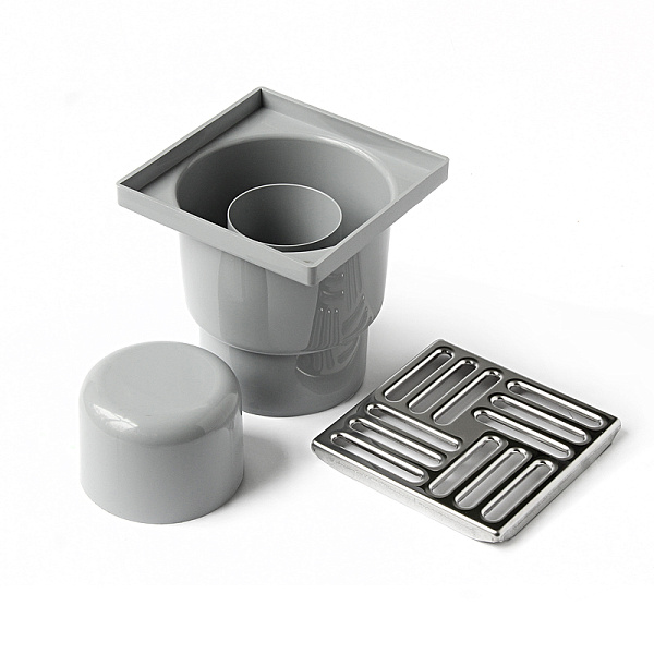 Трап с верт. отводом, решетка из нерж.сталь (100 mm x 100 mm)