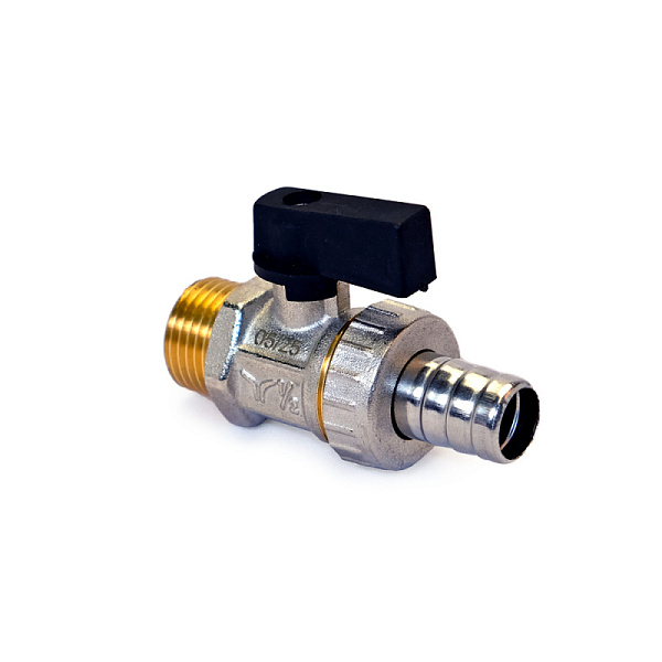 Арматура из латуни8 (1) Кран шаровой дренажный с патрубком для шланга, ручка-рычаг, Н